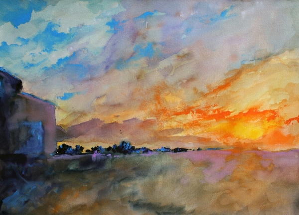 Sunrise Over the Barn by Calvin deRuyter