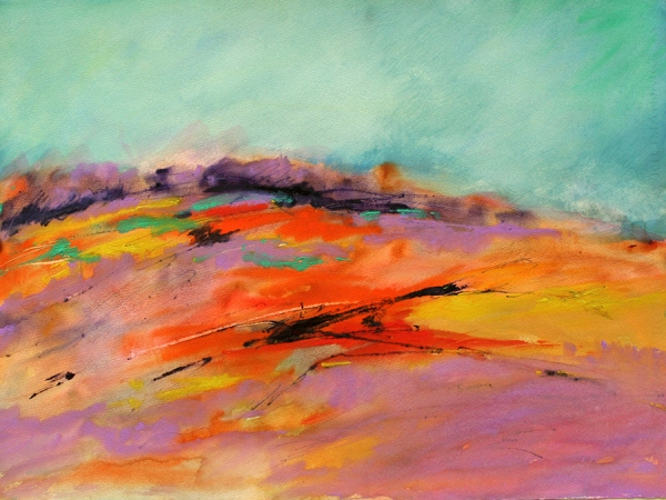 Landscape in Purple, Orange, and Mint by Calvin deRuyter