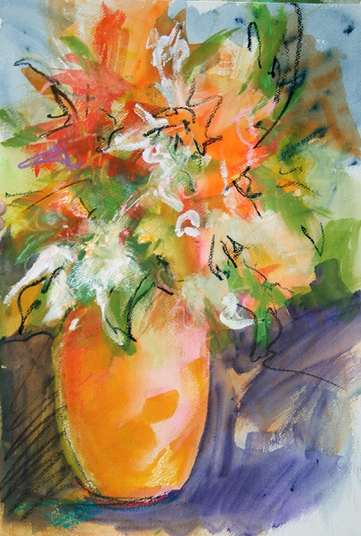 Bouquet in Yellow Vase by Calvin deRuyter