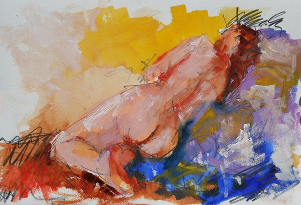 Nude on Blue by Calvin deRuyter